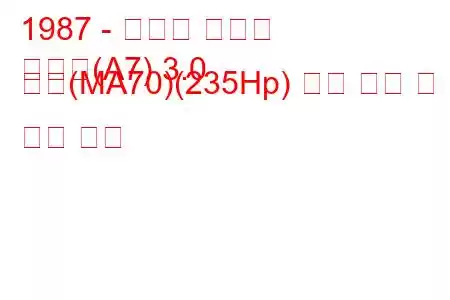 1987 - 토요타 수프라
수프라(A7) 3.0 터보(MA70)(235Hp) 연료 소비 및 기술 사양