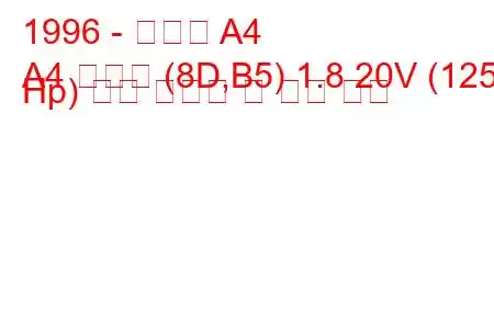 1996 - 아우디 A4
A4 아방트 (8D,B5) 1.8 20V (125 Hp) 연료 소비량 및 기술 사양