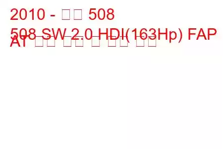 2010 - 푸조 508
508 SW 2.0 HDI(163Hp) FAP AT 연료 소비 및 기술 사양