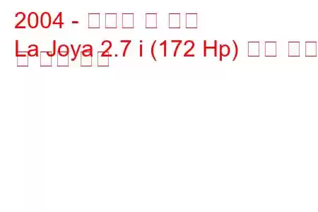 2004 - 부포리 라 조야
La Joya 2.7 i (172 Hp) 연료 소비 및 기술 사양