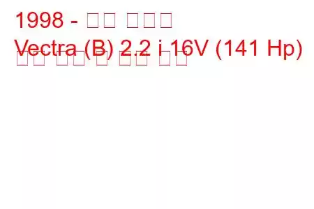 1998 - 홀든 벡트라
Vectra (B) 2.2 i 16V (141 Hp) 연료 소비 및 기술 사양
