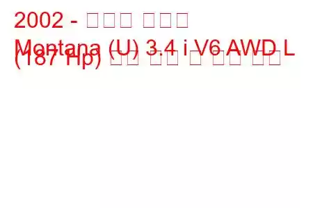 2002 - 폰티악 몬타나
Montana (U) 3.4 i V6 AWD L (187 Hp) 연료 소비 및 기술 사양