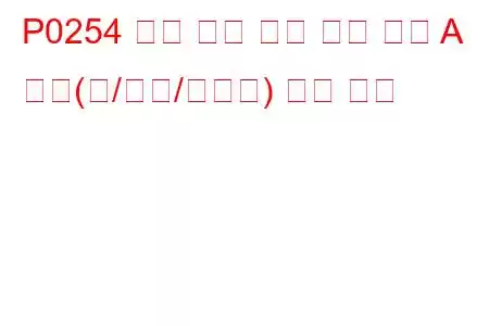 P0254 분사 펌프 연료 계량 제어 A 높음(캠/로터/인젝터) 문제 코드