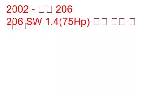 2002 - 푸조 206
206 SW 1.4(75Hp) 연료 소비 및 기술 사양