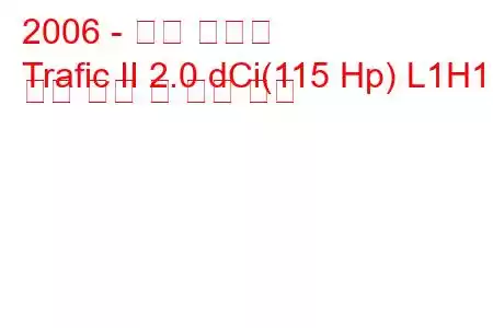 2006 - 르노 트래픽
Trafic II 2.0 dCi(115 Hp) L1H1 연료 소비 및 기술 사양