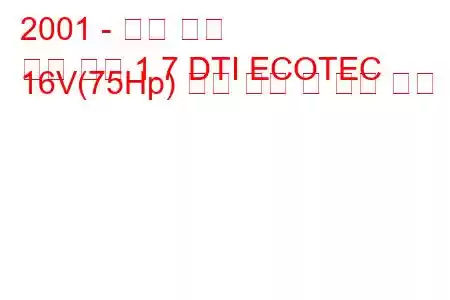 2001 - 오펠 콤보
콤보 투어 1.7 DTI ECOTEC 16V(75Hp) 연료 소비 및 기술 사양