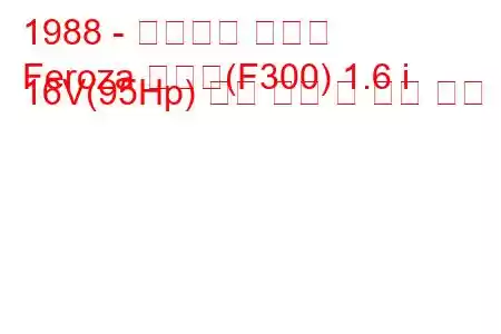 1988 - 다이하츠 페로자
Feroza 하드탑(F300) 1.6 i 16V(95Hp) 연료 소비 및 기술 사양