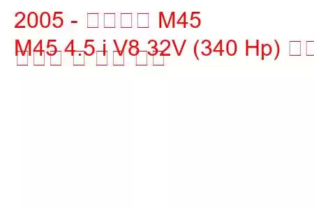 2005 - 인피니티 M45
M45 4.5 i V8 32V (340 Hp) 연료 소비량 및 기술 사양