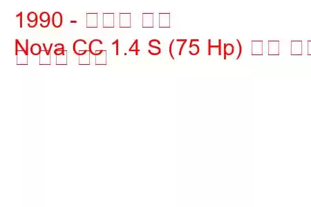 1990 - 복스홀 노바
Nova CC 1.4 S (75 Hp) 연료 소비 및 기술 사양