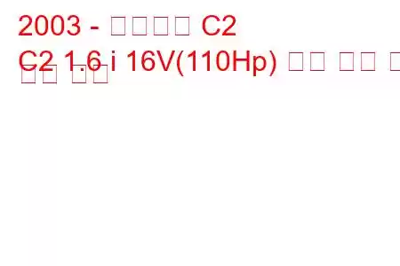 2003 - 시트로엥 C2
C2 1.6 i 16V(110Hp) 연료 소비 및 기술 사양