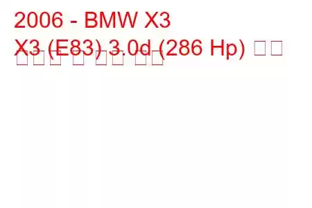 2006 - BMW X3
X3 (E83) 3.0d (286 Hp) 연료 소비량 및 기술 사양