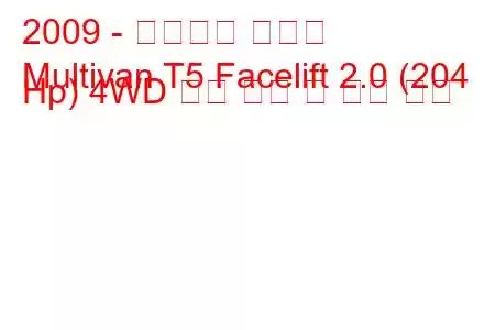 2009 - 폭스바겐 멀티밴
Multivan T5 Facelift 2.0 (204 Hp) 4WD 연료 소비 및 기술 사양