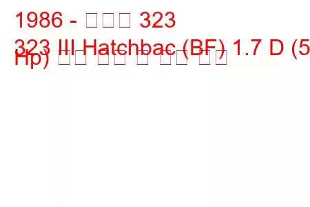 1986 - 마즈다 323
323 III Hatchbac (BF) 1.7 D (54 Hp) 연료 소비 및 기술 사양