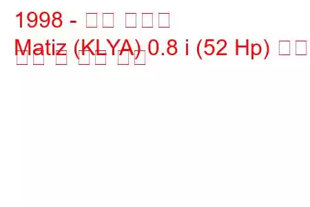 1998 - 대우 마티즈
Matiz (KLYA) 0.8 i (52 Hp) 연료 소비 및 기술 사양