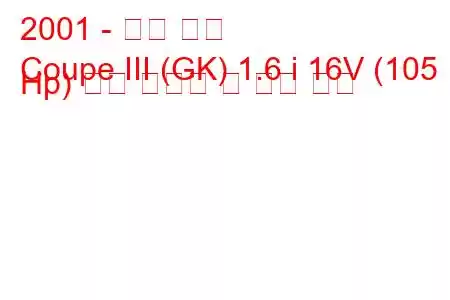 2001 - 현대 쿠페
Coupe III (GK) 1.6 i 16V (105 Hp) 연료 소비량 및 기술 사양