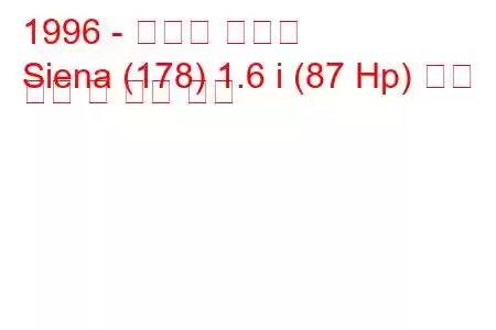 1996 - 피아트 시에나
Siena (178) 1.6 i (87 Hp) 연료 소비 및 기술 사양