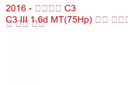 2016 - 시트로엥 C3
C3 III 1.6d MT(75Hp) 연료 소비량 및 기술 사양