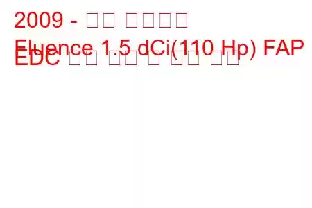 2009 - 르노 플루언스
Fluence 1.5 dCi(110 Hp) FAP EDC 연료 소비 및 기술 사양