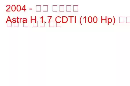 2004 - 오펠 아스트라
Astra H 1.7 CDTI (100 Hp) 연료 소비 및 기술 사양