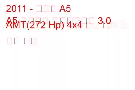 2011 - 아우디 A5
A5 리프트백 페이스리프트 3.0 AMT(272 Hp) 4x4 연료 소비 및 기술 사양
