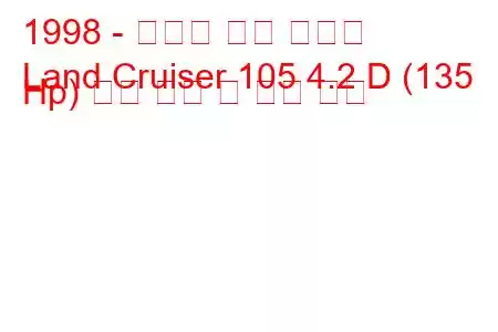 1998 - 토요타 랜드 크루저
Land Cruiser 105 4.2 D (135 Hp) 연료 소비 및 기술 사양