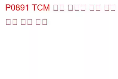 P0891 TCM 전원 릴레이 감지 회로 높은 문제 코드