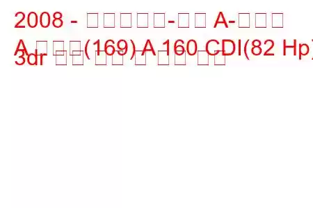 2008 - 메르세데스-벤츠 A-클래스
A 클래스(169) A 160 CDI(82 Hp) 3dr 연료 소비 및 기술 사양