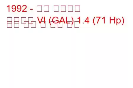 1992 - 포드 에스코트
에스코트 VI (GAL) 1.4 (71 Hp) 연료 소비 및 기술 사양