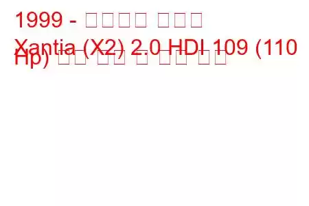 1999 - 시트로엥 잔티아
Xantia (X2) 2.0 HDI 109 (110 Hp) 연료 소비 및 기술 사양