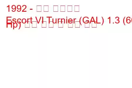 1992 - 포드 에스코트
Escort VI Turnier (GAL) 1.3 (60 Hp) 연료 소비 및 기술 사양