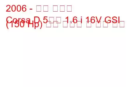 2006 - 오펠 코르사
Corsa D 5도어 1.6 i 16V GSI (150 Hp) 연료 소비량 및 기술 사양
