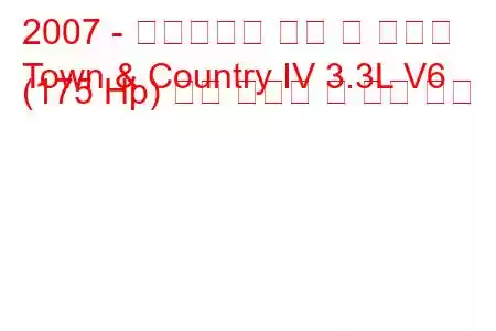 2007 - 크라이슬러 타운 앤 컨트리
Town & Country IV 3.3L V6 (175 Hp) 연료 소비량 및 기술 사양