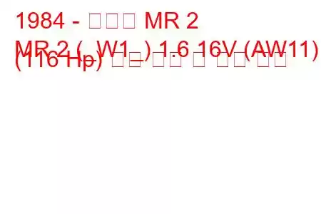 1984 - 토요타 MR 2
MR 2 (_W1_) 1.6 16V (AW11) (116 Hp) 연료 소비 및 기술 사양