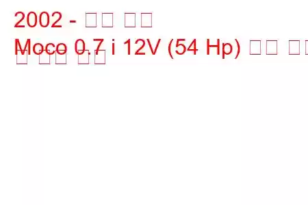 2002 - 닛산 모코
Moco 0.7 i 12V (54 Hp) 연료 소비 및 기술 사양