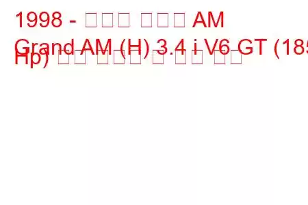 1998 - 폰티악 그랜드 AM
Grand AM (H) 3.4 i V6 GT (185 Hp) 연료 소비량 및 기술 사양