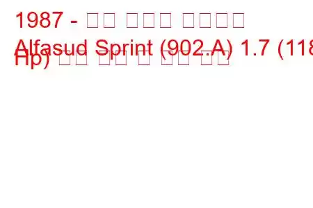 1987 - 알파 로미오 알파수드
Alfasud Sprint (902.A) 1.7 (118 Hp) 연료 소비 및 기술 사양