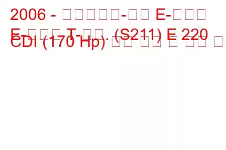 2006 - 메르세데스-벤츠 E-클래스
E-클래스 T-모드. (S211) E 220 CDI (170 Hp) 연료 소비 및 기술 사양