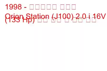 1998 - 도인베스트 오리온
Orion Station (J100) 2.0 i 16V (133 Hp) 연료 소비 및 기술 사양