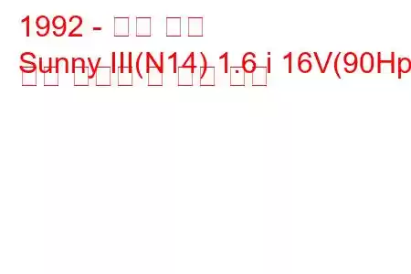 1992 - 닛산 써니
Sunny III(N14) 1.6 i 16V(90Hp) 연료 소비량 및 기술 사양