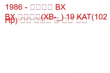 1986 - 시트로엥 BX
BX 브레이크(XB-_) 19 KAT(102 Hp) 연료 소비량 및 기술 사양