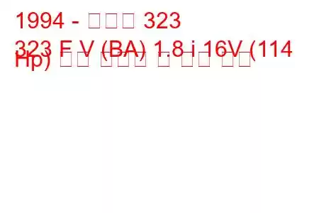 1994 - 마즈다 323
323 F V (BA) 1.8 i 16V (114 Hp) 연료 소비량 및 기술 사양