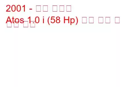 2001 - 현대 아토스
Atos 1.0 i (58 Hp) 연료 소비 및 기술 사양