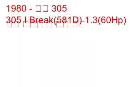 1980 - 푸조 305
305 I Break(581D) 1.3(60Hp) 연료 소비량 및 기술 사양