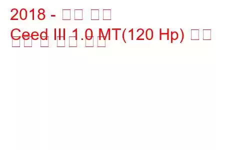 2018 - 기아 씨드
Ceed III 1.0 MT(120 Hp) 연료 소비 및 기술 사양