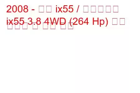 2008 - 현대 ix55 / 베라크루즈
ix55 3.8 4WD (264 Hp) 연료 소비량 및 기술 사양