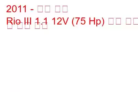 2011 - 기아 리오
Rio III 1.1 12V (75 Hp) 연료 소비 및 기술 사양