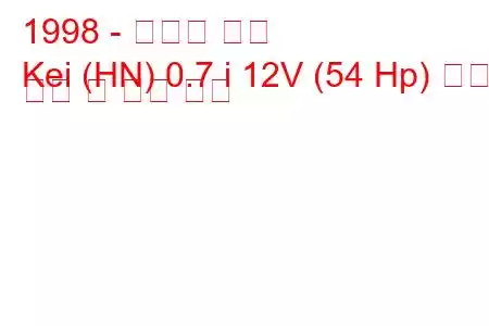 1998 - 스즈키 케이
Kei (HN) 0.7 i 12V (54 Hp) 연료 소비 및 기술 사양