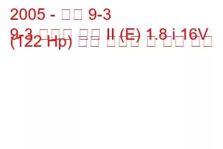 2005 - 사브 9-3
9-3 스포츠 콤비 II (E) 1.8 i 16V (122 Hp) 연료 소비량 및 기술 사양