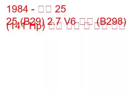 1984 - 르노 25
25 (B29) 2.7 V6 분사 (B298) (141 Hp) 연료 소비 및 기술 사양