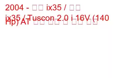 2004 - 현대 ix35 / 투싼
ix35 / Tuscon 2.0 i 16V (140 Hp) AT 연료 소비 및 기술 사양